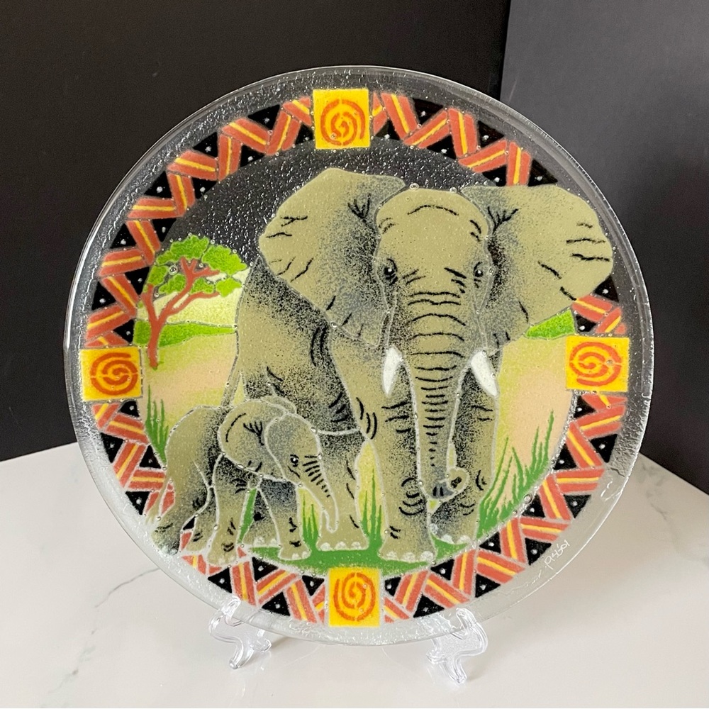 11.25" Elephant Platter by Peggy Karr